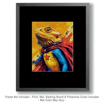 Bearded Dragon to the Rescue - Pet Superheros Art Prints – 8″x10″ Artwork for 11″x14″ Frame