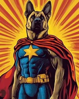 Vince the German Shepherd to the Rescue - Pet Superheros Art Prints – 8″x10″ Artwork for 11″x14″ Frame