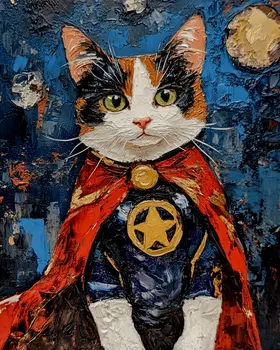 Calico Kitty Hero - Pet Superheros Art Prints – 8″x10″ Artwork for 11″x14″ Frame