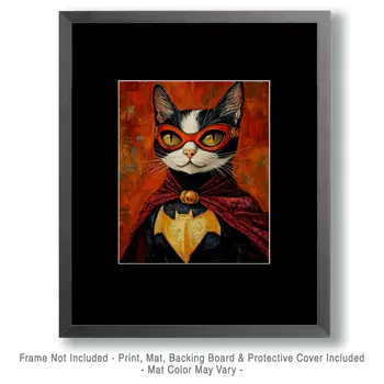 Super Cool Cat - Pet Superheros Art Prints – 8″x10″ Artwork for 11″x14″ Frame