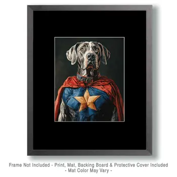 One Great Great Dane - Pet Superheros Art Prints – 8″x10″ Artwork for 11″x14″ Frame
