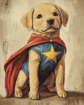 Labrador Retriever Puppy Hero - Pet Superheros Art Prints – 8″x10″ Artwork for 11″x14″ Frame