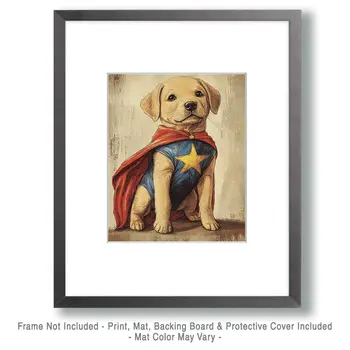 Labrador Retriever Puppy Hero - Pet Superheros Art Prints – 8″x10″ Artwork for 11″x14″ Frame
