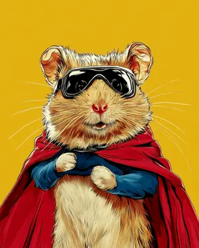 Mouse Hero Ready for the Fight - Pet Superheros Art Prints – 8″x10″ Artwork for 11″x14″ Frame