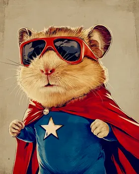 Hamster Portrait of a Hero - Pet Superheros Art Prints – 8″x10″ Artwork for 11″x14″ Frame