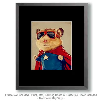 Hamster Portrait of a Hero - Pet Superheros Art Prints – 8″x10″ Artwork for 11″x14″ Frame
