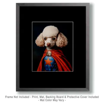 Polly the Poodle Ready for Anything  - Pet Superheros Art Prints – 8″x10″ Artwork for 11″x14″ Frame