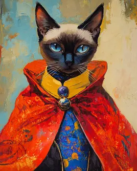 Siamese Cat Lord and Local Hero - Pet Superheros Art Prints – 8″x10″ Artwork for 11″x14″ Frame