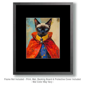 Siamese Cat Lord and Local Hero - Pet Superheros Art Prints – 8″x10″ Artwork for 11″x14″ Frame