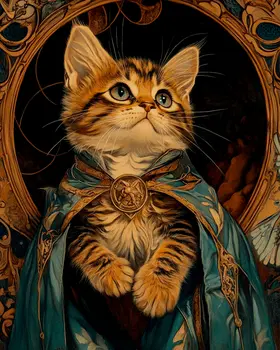 Young Hero Tabby Cat - Pet Superheros Art Prints – 8″x10″ Artwork for 11″x14″ Frame