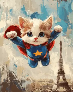 Ragdoll Kitty to the Rescue! - Pet Superheros Art Prints – 8″x10″ Artwork for 11″x14″ Frame