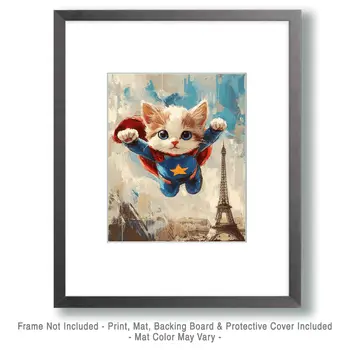Ragdoll Kitty to the Rescue! - Pet Superheros Art Prints – 8″x10″ Artwork for 11″x14″ Frame