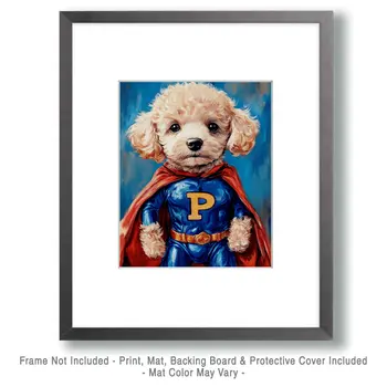 My Poodle Hero! - Pet Superheros Art Prints – 8″x10″ Artwork for 11″x14″ Frame