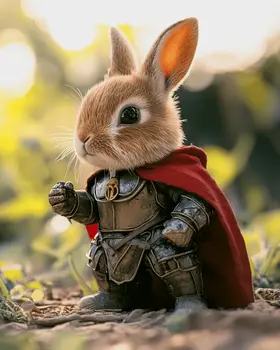 Battle Bunny - Pet Superheros Art Prints – 8″x10″ Artwork for 11″x14″ Frame