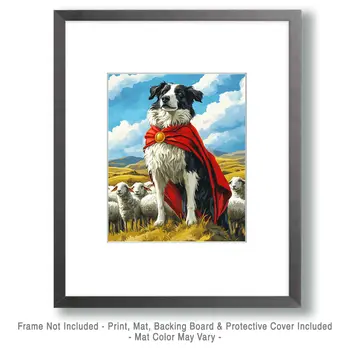 Border Collies in a Red Bed - Dog and Pets Wall Art Prints