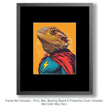 Zapper the Bearded Dragon Hero - Pet Superheros Art Prints – 8″x10″ Artwork for 11″x14″ Frame