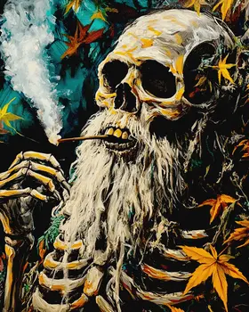 Old Pothead - Skull & Skeleton Art Prints - 8"x10" Art Print for 11"x14" Frame