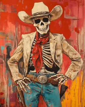 Real Old Cowboy - Skull & Skeleton Art Prints - 8"x10" Art Print for 11"x14" Frame