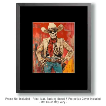 Real Old Cowboy - Skull & Skeleton Art Prints - 8"x10" Art Print for 11"x14" Frame