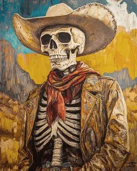 Way Out on the Range - Skull & Skeleton Art Prints - 8"x10" Art Print for 11"x14" Frame
