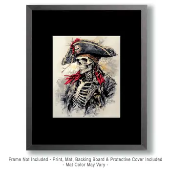 Captain Bones - Skull & Skeleton Art Prints - 8"x10" Art Print for 11"x14" Frame
