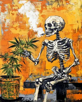 Still Smoking Pot - Skull & Skeleton Art Prints - 8"x10" Art Print for 11"x14" Frame
