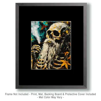 Old Pothead - Skull & Skeleton Art Prints - 8"x10" Art Print for 11"x14" Frame