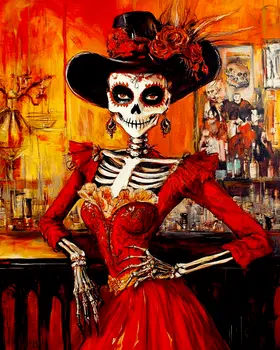 Red Rebecca - Skull & Skeleton Art Prints - 8"x10" Art Print for 11"x14" Frame