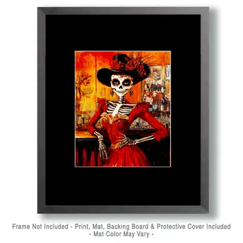Red Rebecca - Skull & Skeleton Art Prints - 8"x10" Art Print for 11"x14" Frame