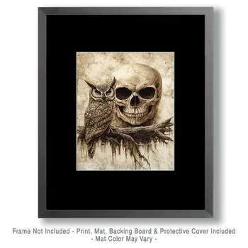 Evil Owl - Skull & Skeleton Art Prints - 8"x10" Art Print for 11"x14" Frame