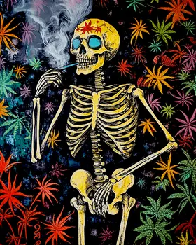 Smokin' Bones - Skull & Skeleton Art Prints - 8"x10" Art Print for 11"x14" Frame