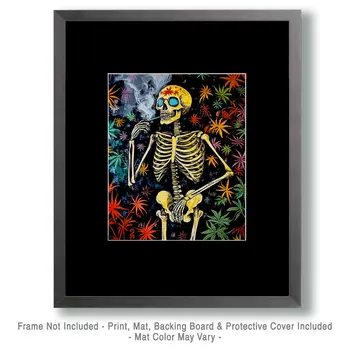 Smokin' Bones - Skull & Skeleton Art Prints - 8"x10" Art Print for 11"x14" Frame