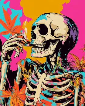 Pop Art Pot Head - Skull & Skeleton Art Prints - 8"x10" Art Print for 11"x14" Frame