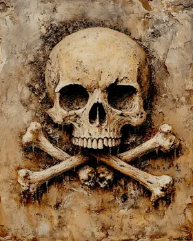 Skull and Crossed Bones - Skull & Skeleton Art Prints - 8"x10" Art Print for 11"x14" Frame