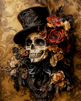 Floral Francis - Skull & Skeleton Art Prints - 8"x10" Art Print for 11"x14" Frame