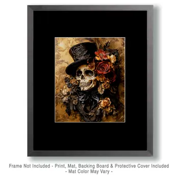 Floral Francis - Skull & Skeleton Art Prints - 8"x10" Art Print for 11"x14" Frame