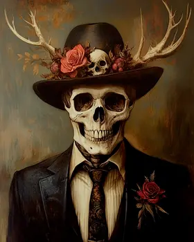 Old Buck - Skull & Skeleton Art Prints - 8"x10" Art Print for 11"x14" Frame