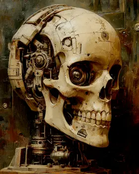Mechanical Cranium - Skull & Skeleton Art Prints - 8"x10" Art Print for 11"x14" Frame