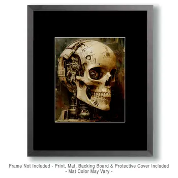 Mechanical Cranium - Skull & Skeleton Art Prints - 8"x10" Art Print for 11"x14" Frame
