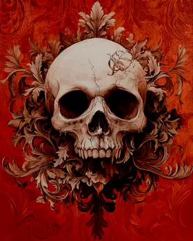 Old Red - Skull & Skeleton Art Prints - 8"x10" Art Print for 11"x14" Frame