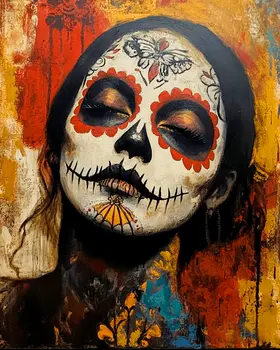 Pintacaritas Día de Muertos - Skull & Skeleton Art Prints - 8"x10" Art Print for 11"x14" Frame