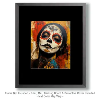 Pintacaritas Día de Muertos - Skull & Skeleton Art Prints - 8"x10" Art Print for 11"x14" Frame