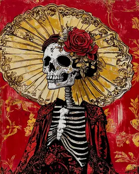 Parasol Patricia - Skull & Skeleton Art Prints - 8"x10" Art Print for 11"x14" Frame