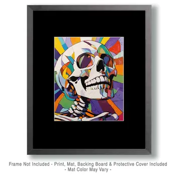 Pop Art Skull - Skull & Skeleton Art Prints - 8"x10" Art Print for 11"x14" Frame