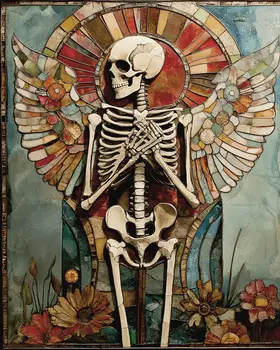 Ancient Angel - Skull & Skeleton Art Prints - 8"x10" Art Print for 11"x14" Frame