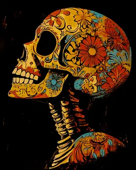 Floral Cranium - Skull & Skeleton Art Prints - 8"x10" Art Print for 11"x14" Frame