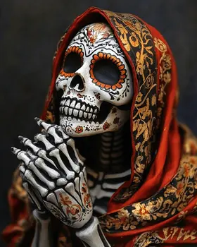 Ancient Prayers - Skull & Skeleton Art Prints - 8"x10" Art Print for 11"x14" Frame