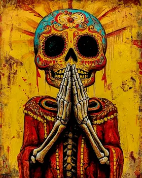 Oración de Muerte - Skull & Skeleton Art Prints - 8"x10" Art Print for 11"x14" Frame