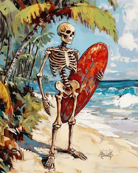 Old Wahine - Skull & Skeleton Art Prints - 8"x10" Art Print for 11"x14" Frame