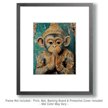 Monkey #3 - Rattanakosin Style Wall Art Prints – 8″x10″ Artwork for 11″x14″ Frame